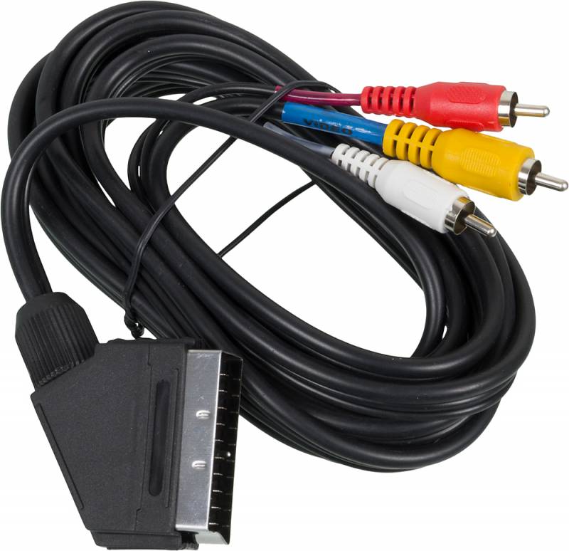 Видео кабель NINGBO SCART (M) -> 3хRCA (M) 3 м, JSC005-3