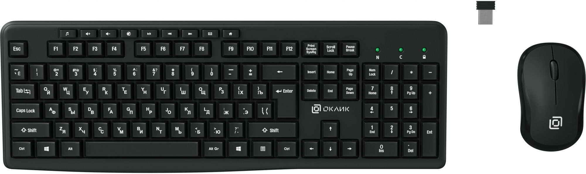 Комплект Клавиатура/мышь OKLICK  Беспроводной чёрный, 1454537