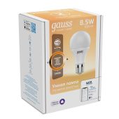 Умная лампа Gauss IoT Smart Home E27, 800лм, свет - теплый белый, грушевидная, 1050112