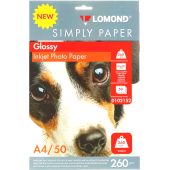 Упаковка бумаги LOMOND Simply Paper InkJet Photo Paper A4 50л 260г/м², 0102152