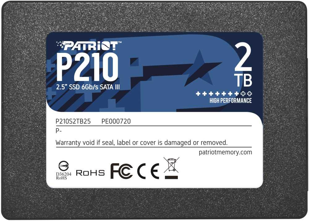 Диск SSD PATRIOT P210 2.5" 2 ТБ SATA, P210S2TB25