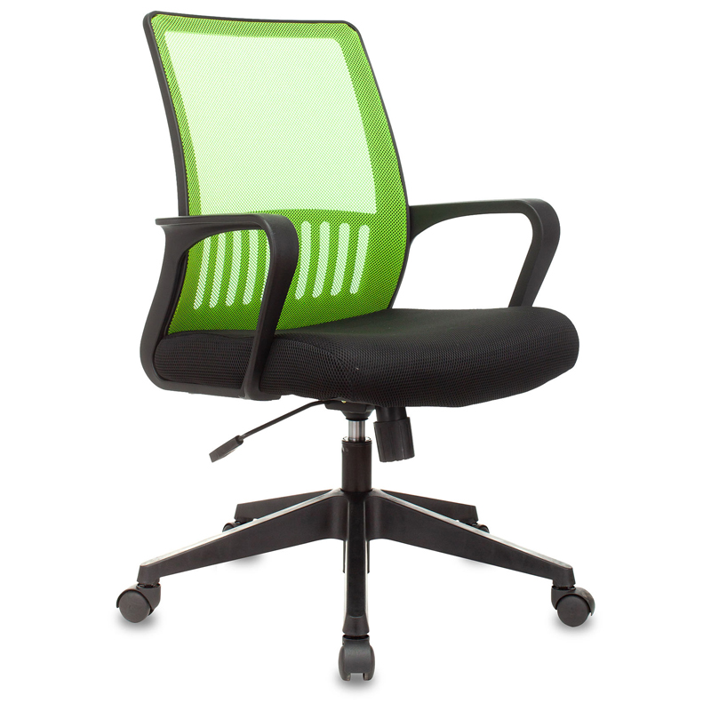Кресло для операторов БЮРОКРАТ MC-201 Чёрно-зелёный, сетка/ткань, MC-201/SD/TW-11