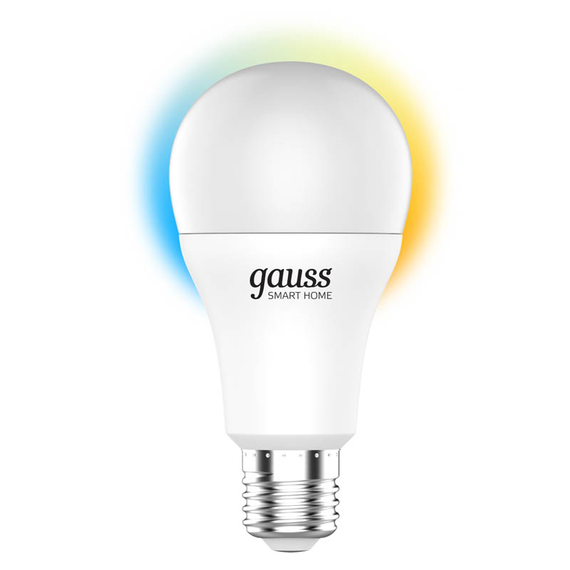 Умная лампа Gauss IoT Smart Home E27, 1 055лм, свет - тёплый белый/белый, грушевидная, 1080112