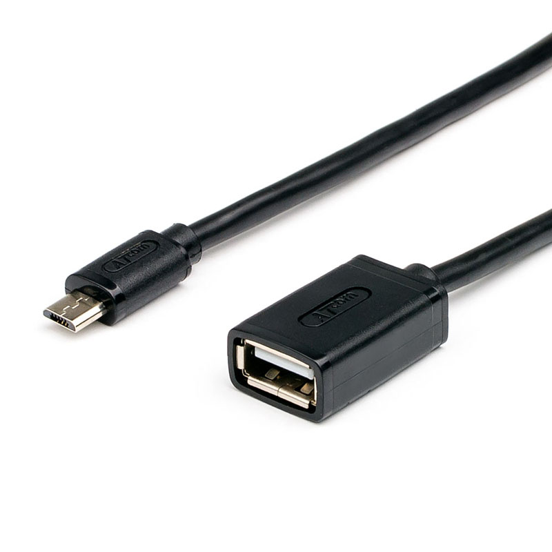 USB кабель ATCOM microUSB (M) -> USB Type A (F) 0,1 м, AT3792