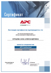 Мамсик (Купцова) А. А. - APC Authorized Specialist