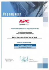 Мамсик (Купцова) А. А. - APC Sales Professional for Business Network 2013