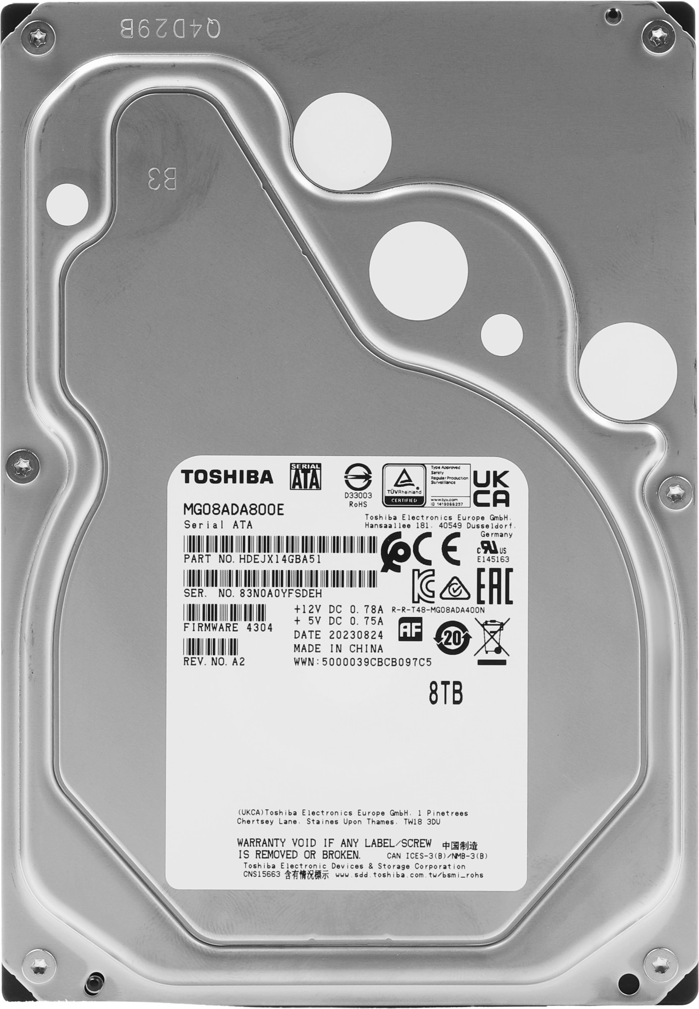 Диск HDD Toshiba Enterprise Capacity MG08ADA SATA 3.5" 8 ТБ, MG08ADA800E