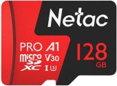 Карта памяти Netac P500 Extreme Pro microSDXC UHS-I Class 3 C10 128GB, NT02P500PRO-128G-R