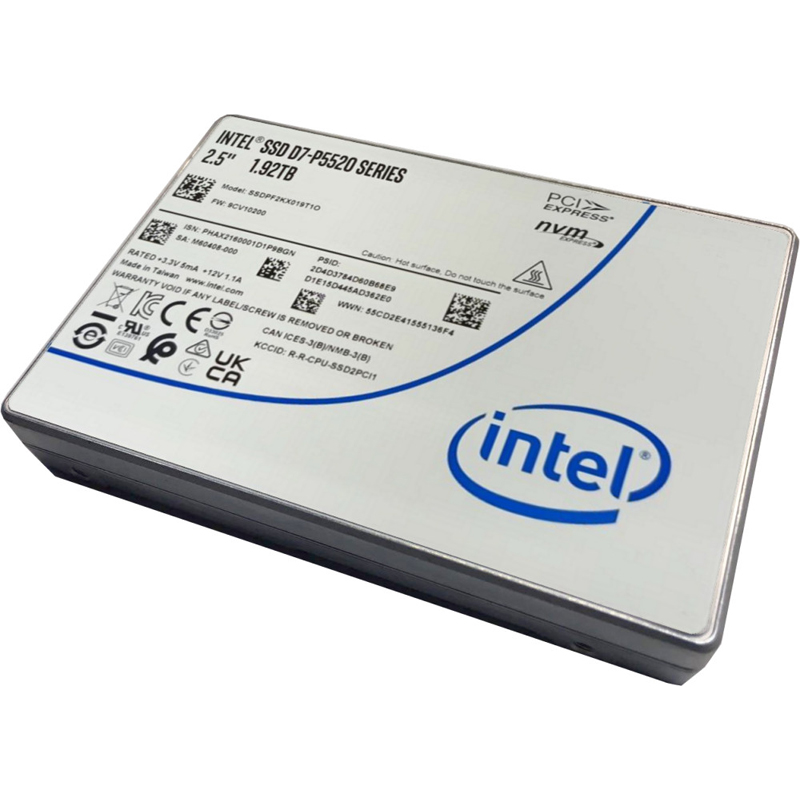 Диск SSD Intel D7-P5520 U.2 (2.5" 15 мм) 7.68 ТБ PCIe 4.0 NVMe x4, SSDPF2KX076T1N1
