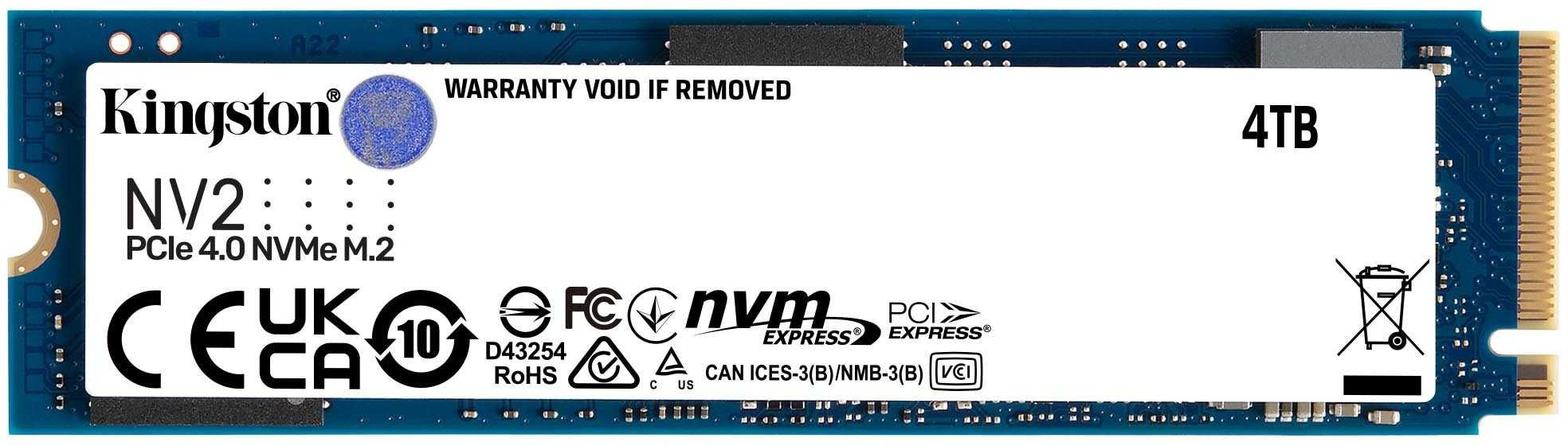 Диск SSD Kingston NV2 M.2 2280 4 ТБ PCIe 4.0 NVMe x4, SNV2S/4000G