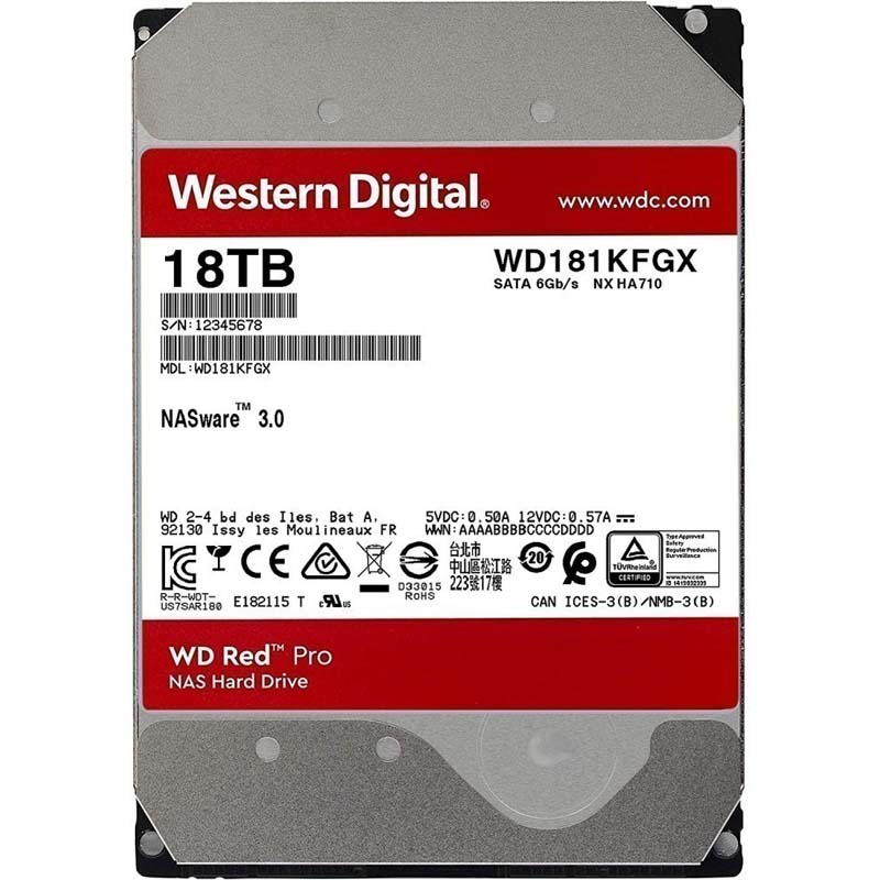 Диск HDD WD Red Pro SATA 3.5" 18 ТБ, WD181KFGX