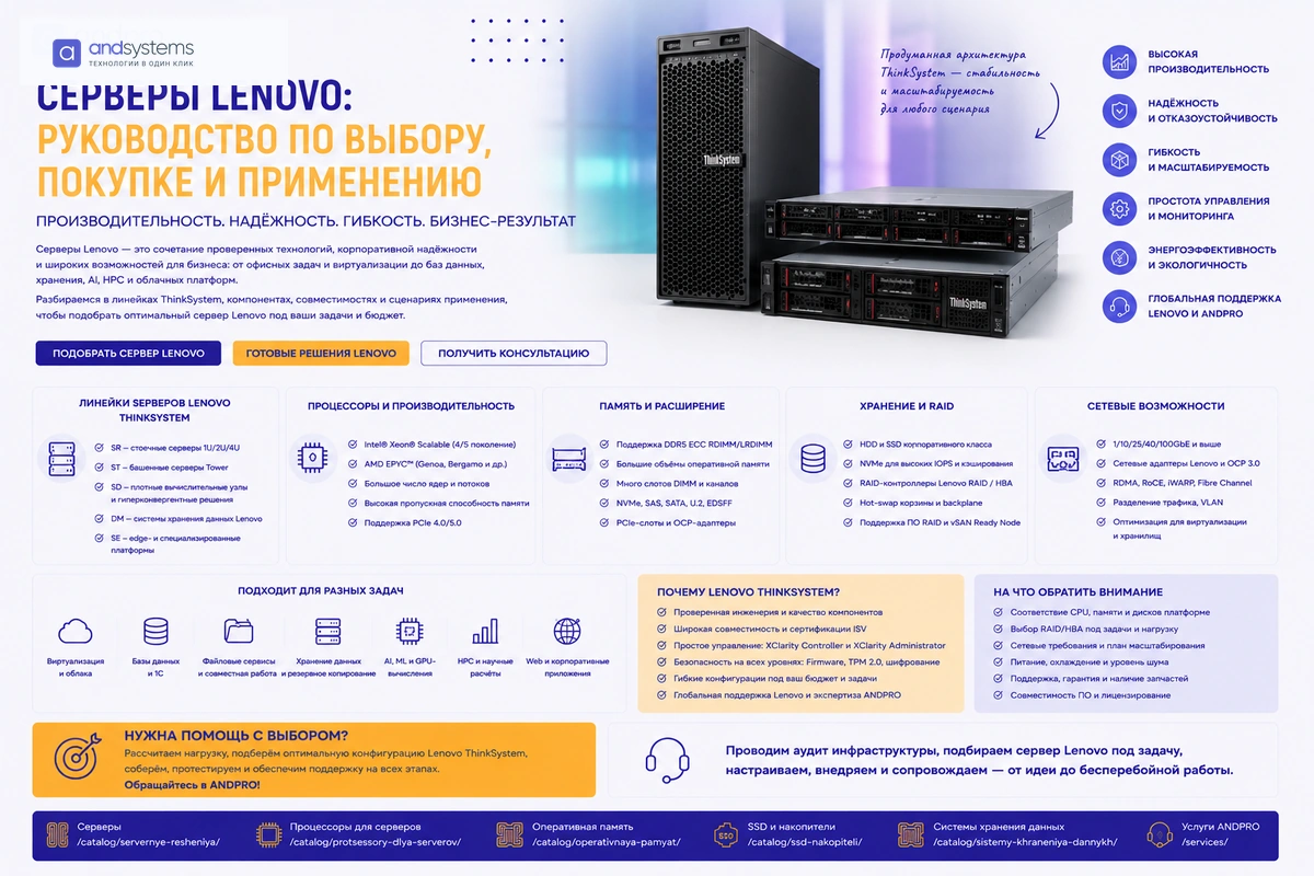 Серверы Lenovo: руководство по выбору, покупке и применению