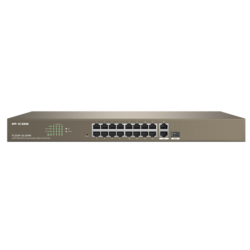 Коммутатор TENDA IP-COM F1218P-16-250W 16-PoE Smart 18-ports, F1218P-16-250W