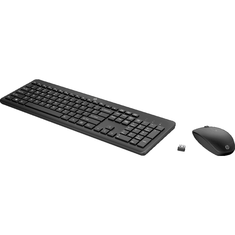Картинка - 1 Комплект Клавиатура/мышь HP 230 Беспроводной Чёрный, 18H24AA