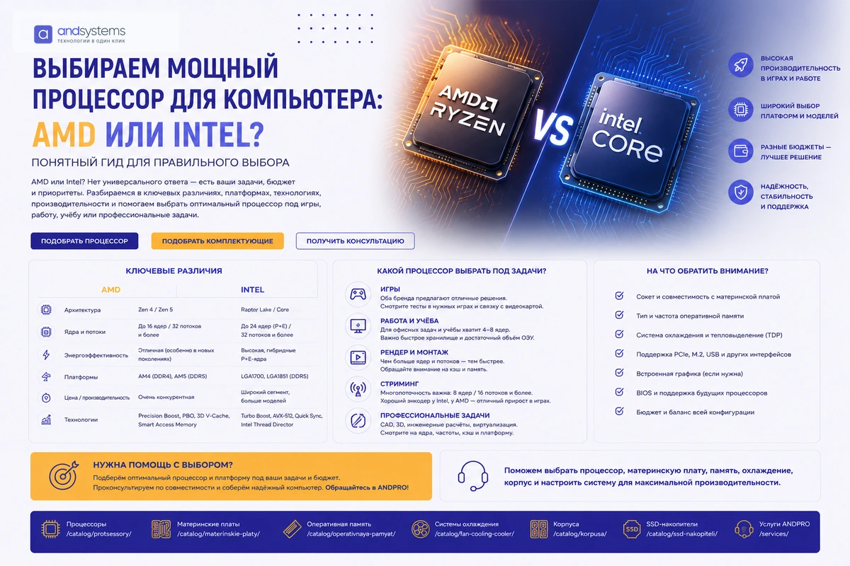 AMD или Intel: как выбрать мощный процессор для компьютера