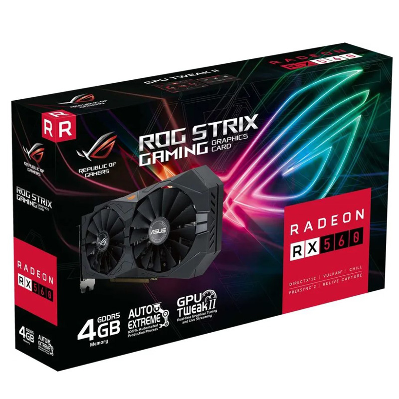 Видеокарта Asus AMD Radeon 560 ROG Strix GDDR5 4GB, ROG-STRIX-RX560-4G-V2-GAMING
