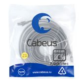 Патч-корд Cabeus UTP кат. 6 серый 10 м, PC-UTP-RJ45-Cat.6-10m