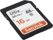 Карта памяти SanDisk Ultra 80 SDHC UHS-I Class 1 C10 16GB, SDSDUNC-016G-GN6IN