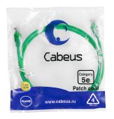 Патч-корд Cabeus UTP кат. 5e зелёный 1.5 м, PC-UTP-RJ45-Cat.5e-1.5m-GN-LSZH