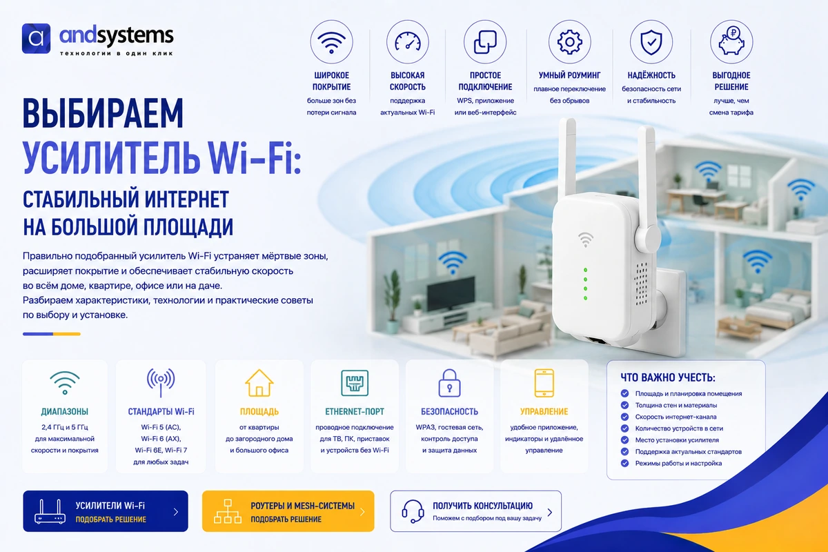 Выбираем усилитель Wi-Fi: стабильный интернет на большой площади