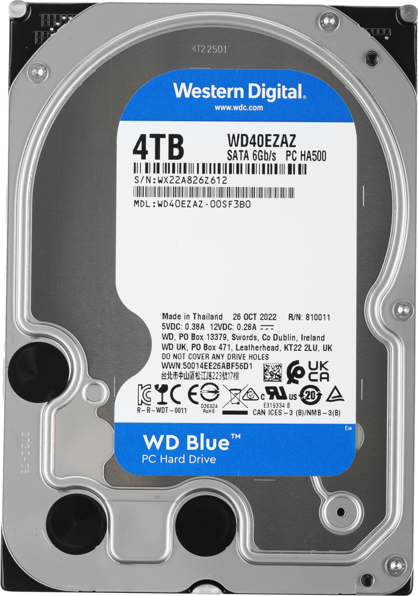 Диск HDD WD Blue SATA 3.5" 4 ТБ, WD40EZAZ