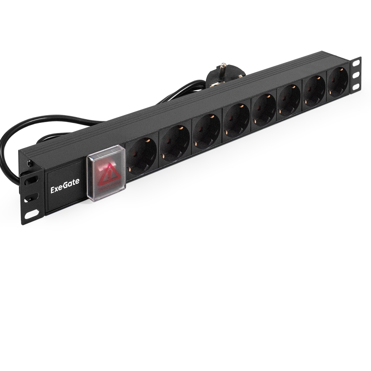 Блок розеток Exegate PDU-19H803 Al-8S-EU2CU-SW, 1U, EX280842RUS