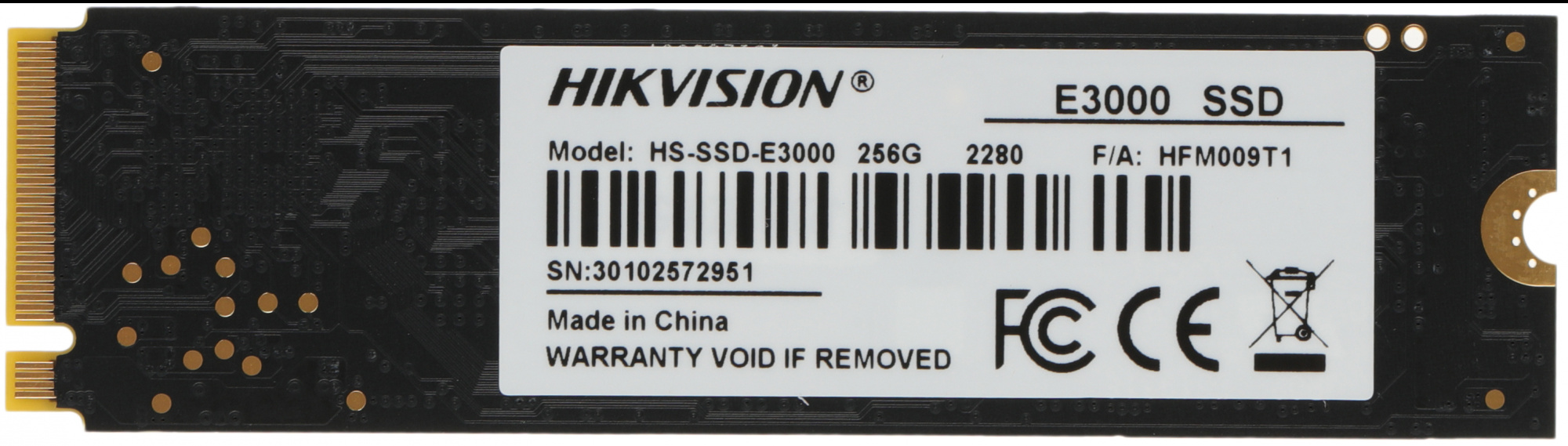 Диск SSD HIKVISION E3000 M.2 2280 256 ГБ PCIe 3.0 NVMe x4, HS-SSD-E3000/256G