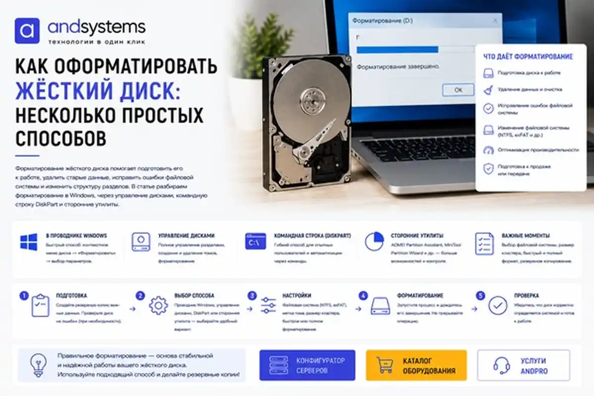 Как отформатировать жесткий диск: несколько простых способов