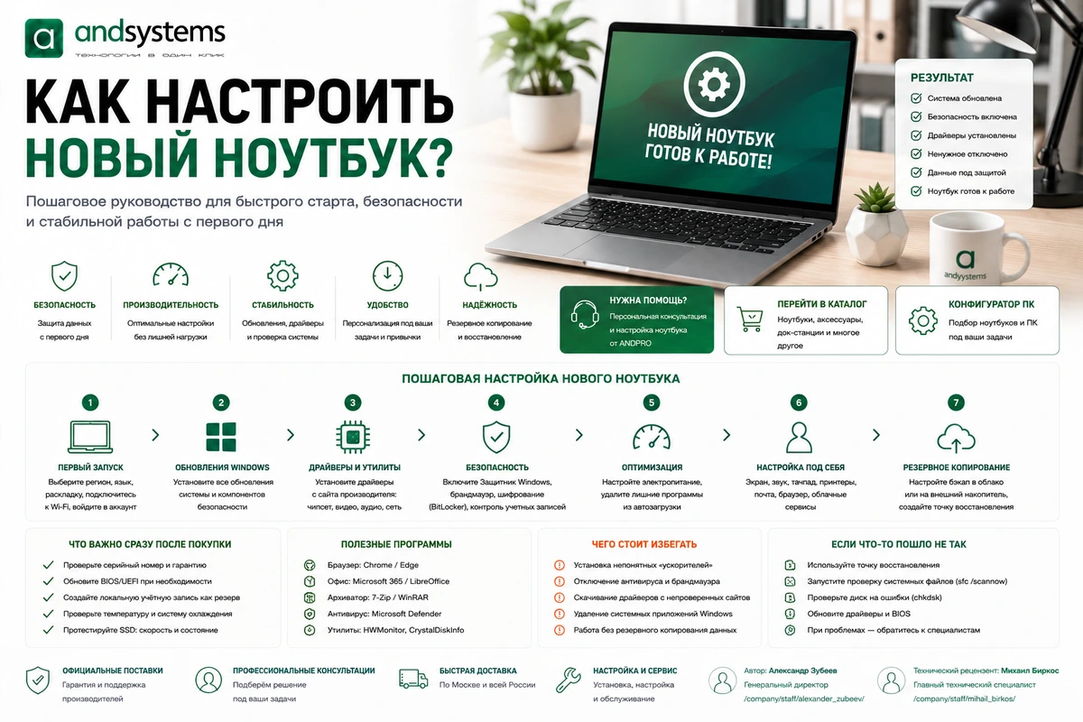 Как настроить новый ноутбук