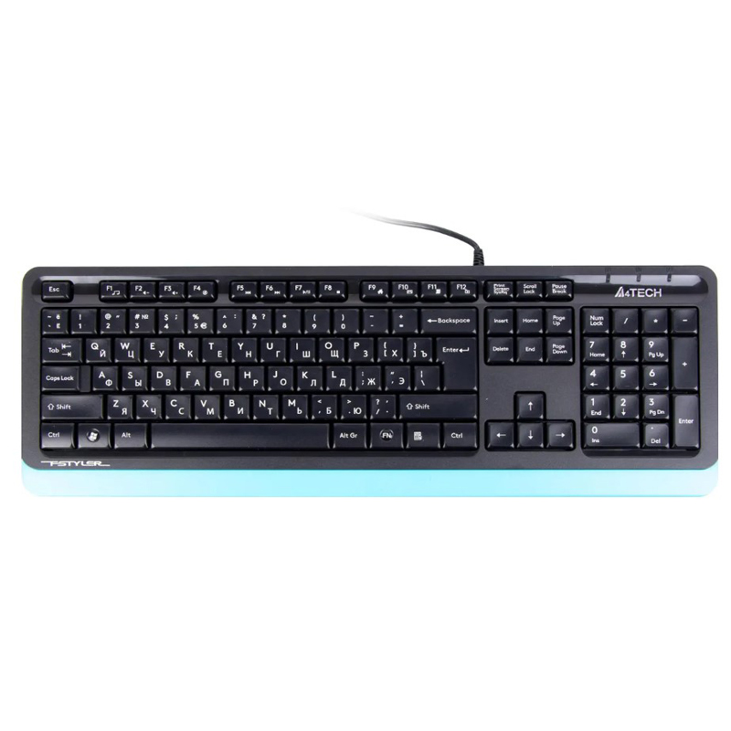 Клавиатура мембранная A4Tech Fstyler FK10 Проводная чёрный, FK10 BLUE