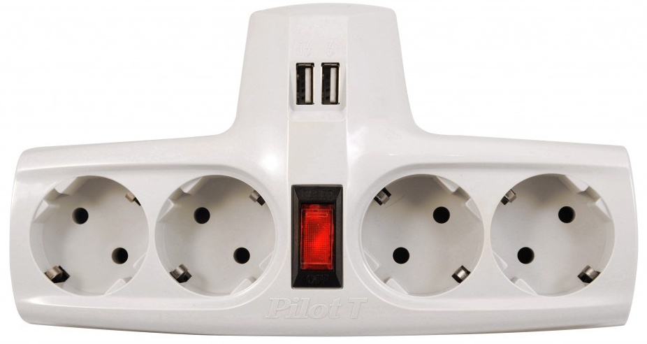 Сетевой фильтр ZIS Pilot T USB белый, Pilot T USB