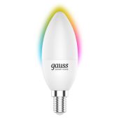 Вид Умная лампа Gauss IoT Smart Home E14, 470лм, свет - RGB, свеча, 1190112