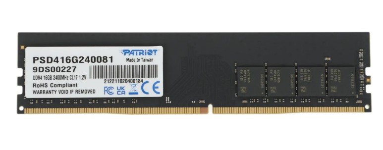 Модуль памяти PATRIOT Signature Line 16 ГБ DIMM DDR4 2400 МГц, PSD416G240081
