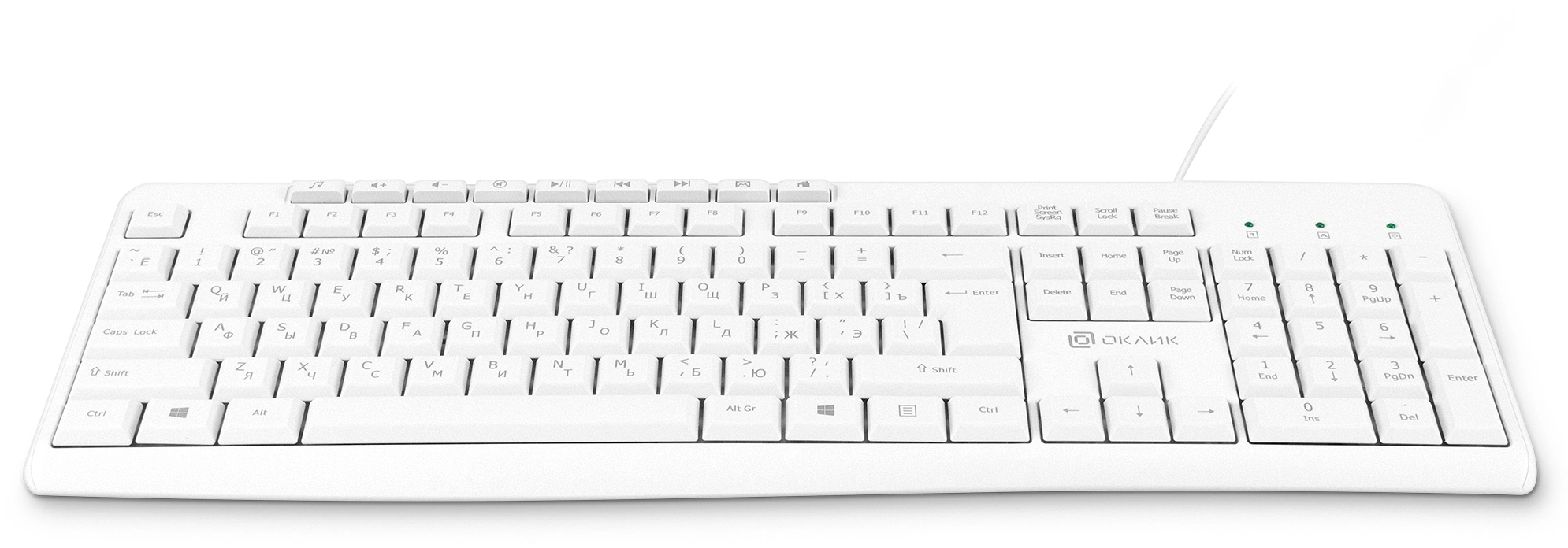Клавиатура мембранная OKLICK 305M Проводная белый, 1875227