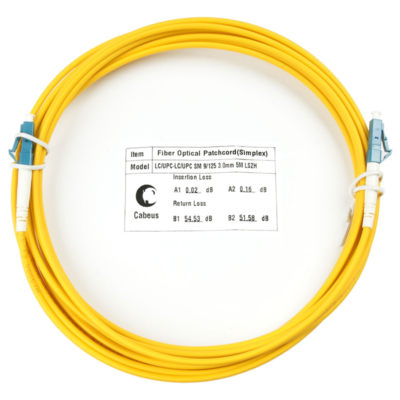 Оптический патч-корд Cabeus SM 9/125 мкм жёлтый 15 м, FOP(s)-9-LC-LC-15m