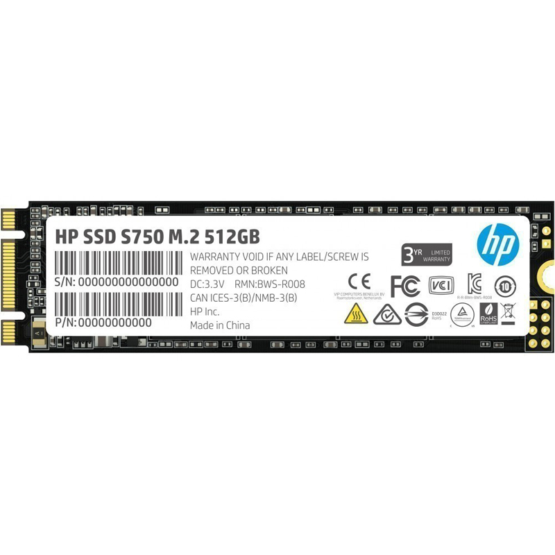 Картинка - 1 Диск SSD HP S750 M.2 2280 512GB SATA III (6Gb/s), 16L56AA