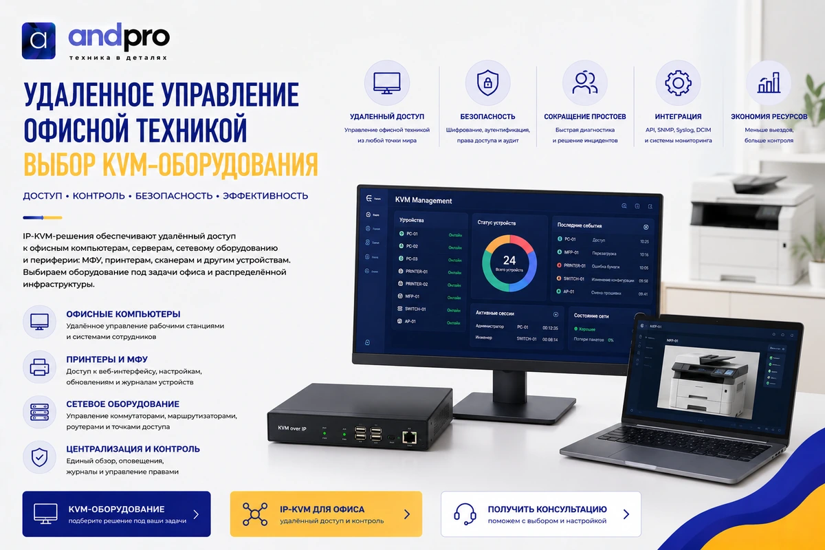 Удаленное управление офисной техникой: выбор KVM-оборудования