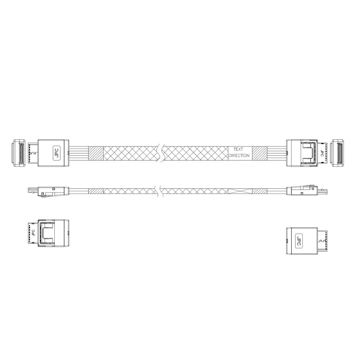 Кабель данных JPC OCuLink x4 -> OCuLink x4 0.3 м, P47SSDN01000-2