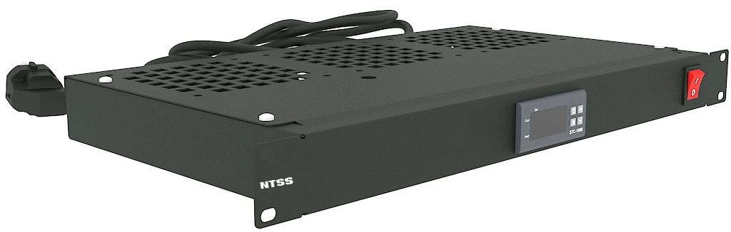 Вентиляторный модуль NTSS FAN3 1U 3 вент. Термоконтроллер/термостат цвет чёрный, NTSS-FAN3/19T-BL