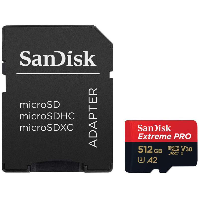 Картинка - 1 Карта памяти SanDisk Extreme Pro + Adapter microSDXC UHS-I Class 1 512GB, SDSQXCZ-512G-GN6MA