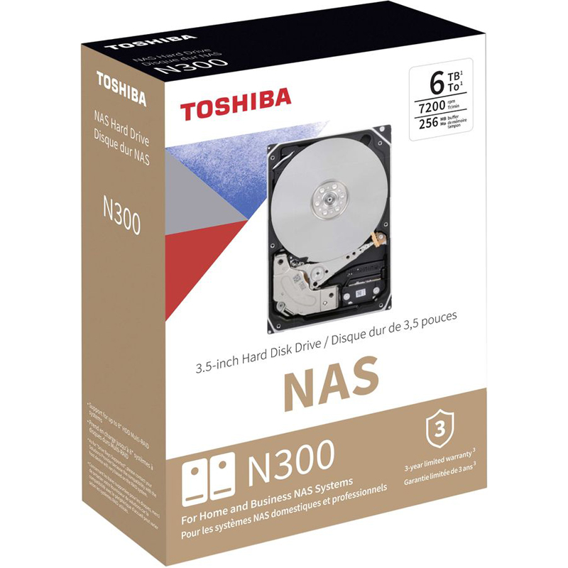 Картинка - 1 Диск HDD Toshiba N300 SATA III (6Gb/s) 3.5&quot; 6TB, HDWG460EZSTA