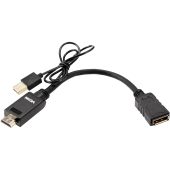 Видео кабель vcom HDMI (M) + USB Type A (M) -&gt; DisplayPort (F) 0.15 м, CG599E-0.15M