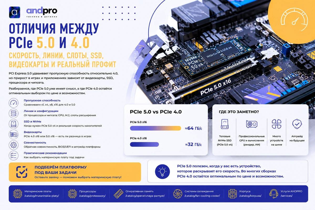 Отличия между PCIe 5.0 и 4.0