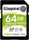 Фото Карта памяти Kingston Canvas Select Plus SDXC UHS-I Class 1 C10 64GB, SDS2/64GB