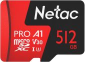 Карта памяти Netac P500 Extreme Pro microSDXC UHS-I Class 3 C10 512GB, NT02P500PRO-512G-R