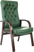 Фото Кресло для посетителей БЮРОКРАТ T-9928WALNUT-CF зелёный, кожа, T-9928WALNUT-CF/GN