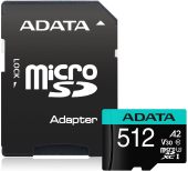 Карта памяти ADATA Premier Pro microSDXC UHS-I Class 3 C10 512GB, AUSDX512GUI3V30SA2-RA1