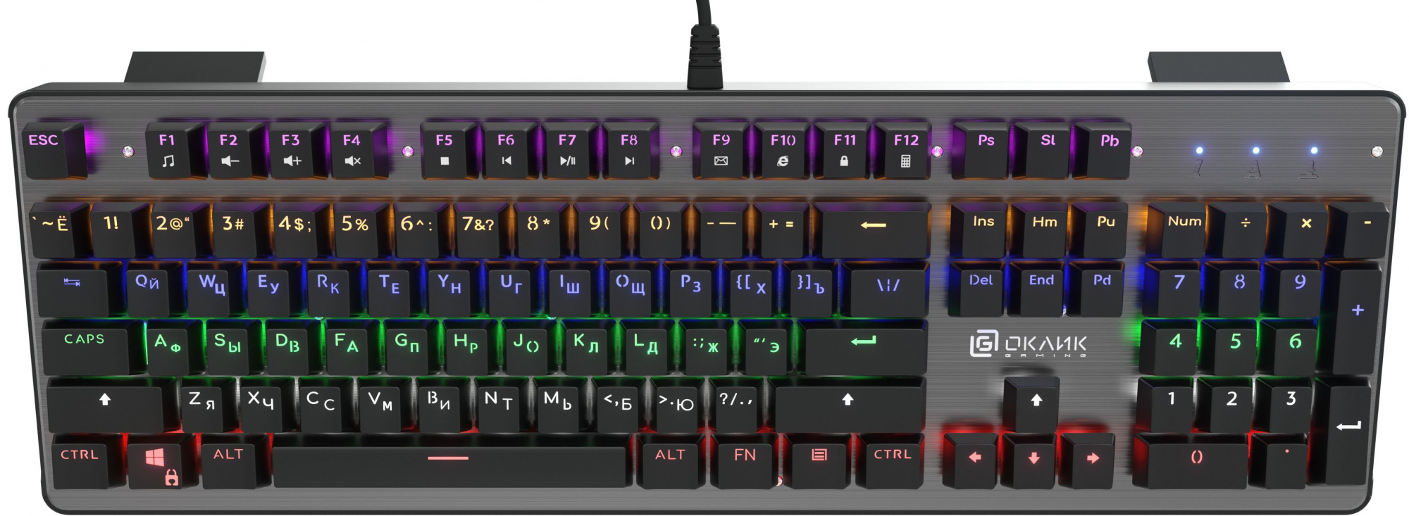 Клавиатура механическая OKLICK 970G Dark Knight Проводная чёрно-серебристый, 499578