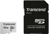Карта памяти Transcend microSDHC UHS-I Class 1 C10 16GB, TS16GUSD300S-A