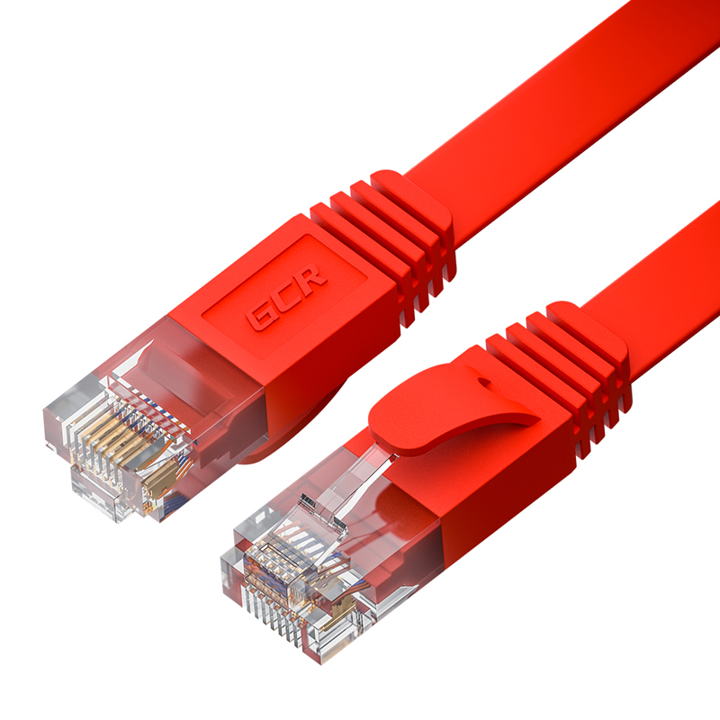 Патч-корд Greenconnect UTP кат. 6 Красный 10 м, плоский, GCR-52851